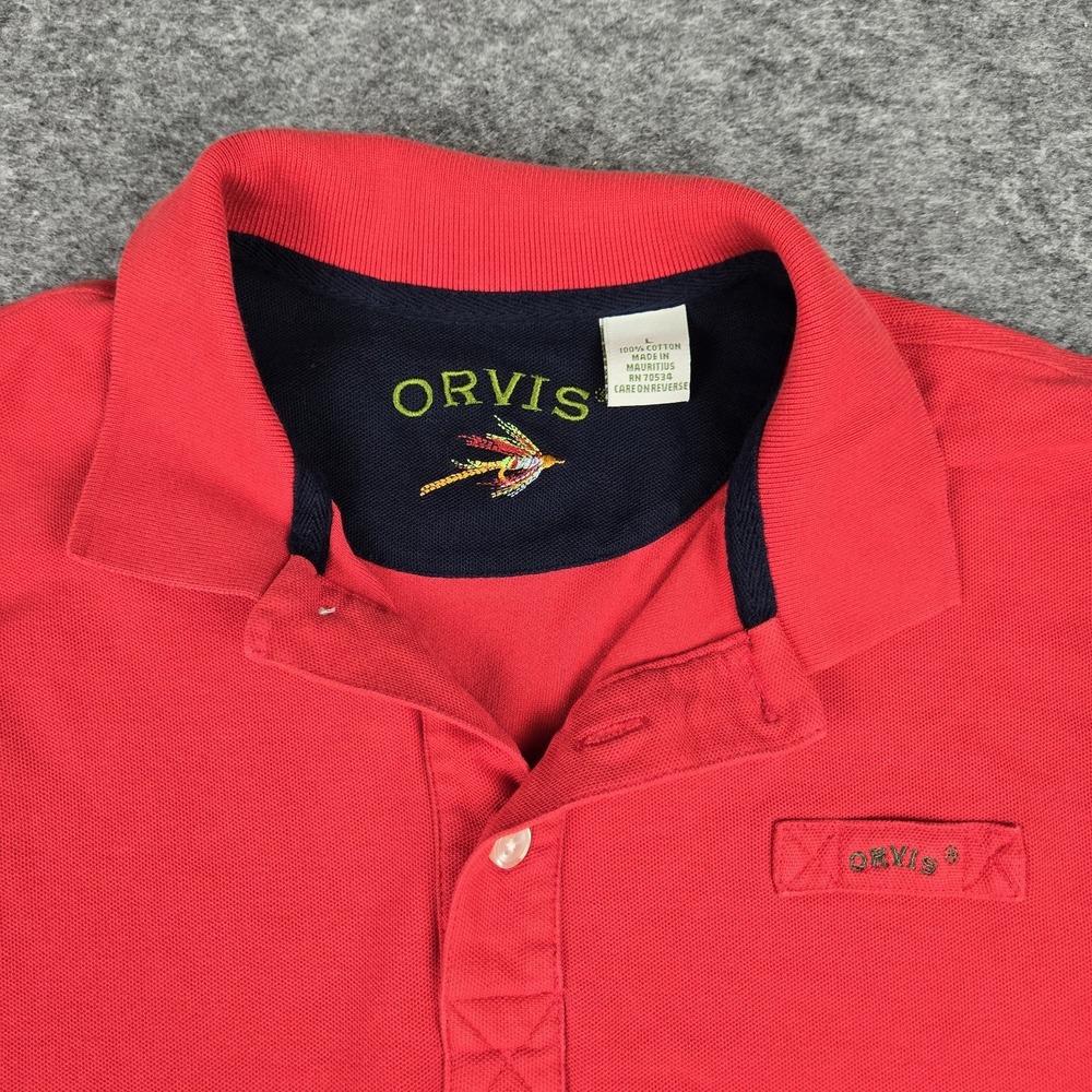 Orvis Mens Heavy Red‎ Polo Shirt Size Large